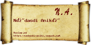Nádasdi Anikó névjegykártya
